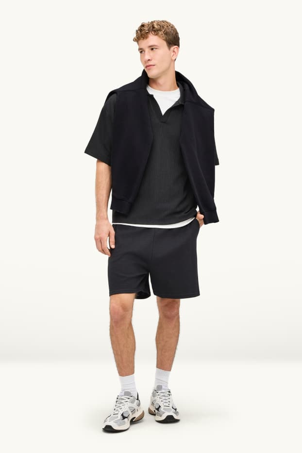 Hommes - Short en molleton - noir