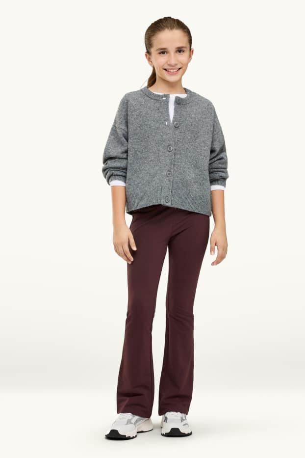 Kinderen: meisjes - Set van 2 - flared legging - licht grijs-mix