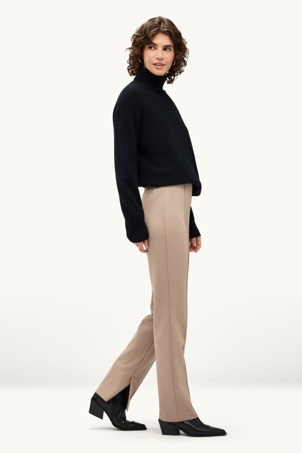 Dona - Pantalons de tela - high waist - skinny fit - beix