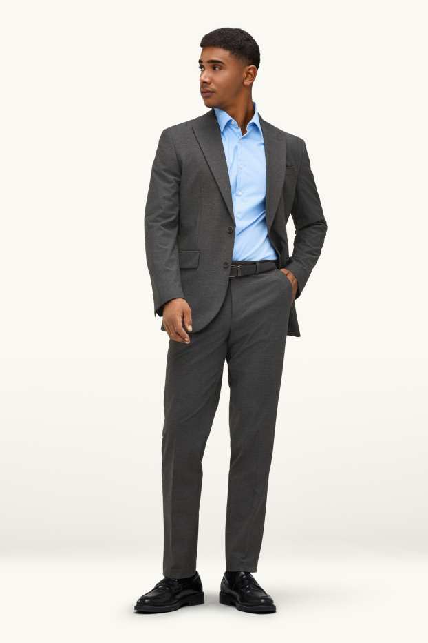 Uomo - Pantaloni coordinabili - regular fit - Flex - grigio scuro