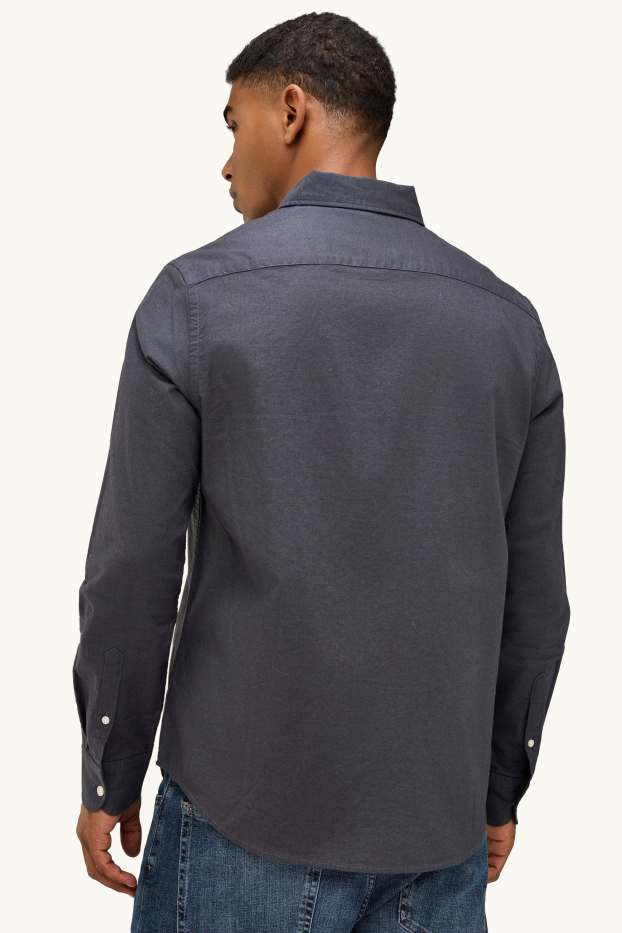 Home - Camisa - regular fit - button-down - gris fosc