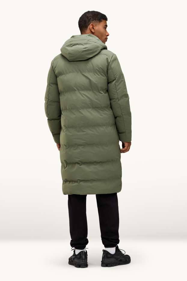 Men - Quilted coat with hood - lined - water-repellent - green