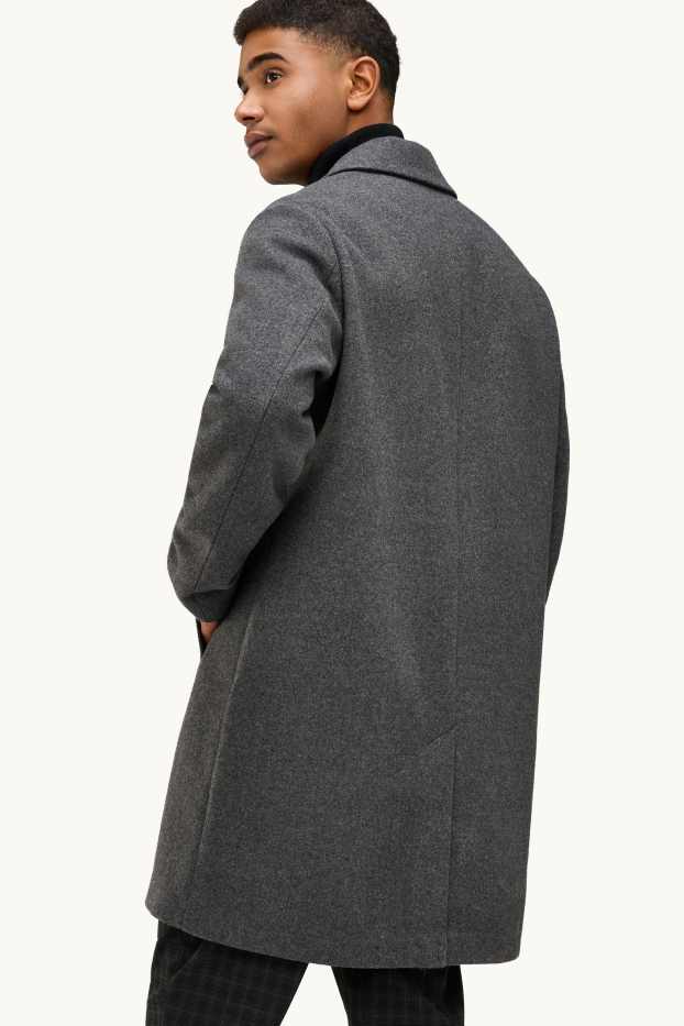 Hommes - Manteau - laine mélangée - gris foncé