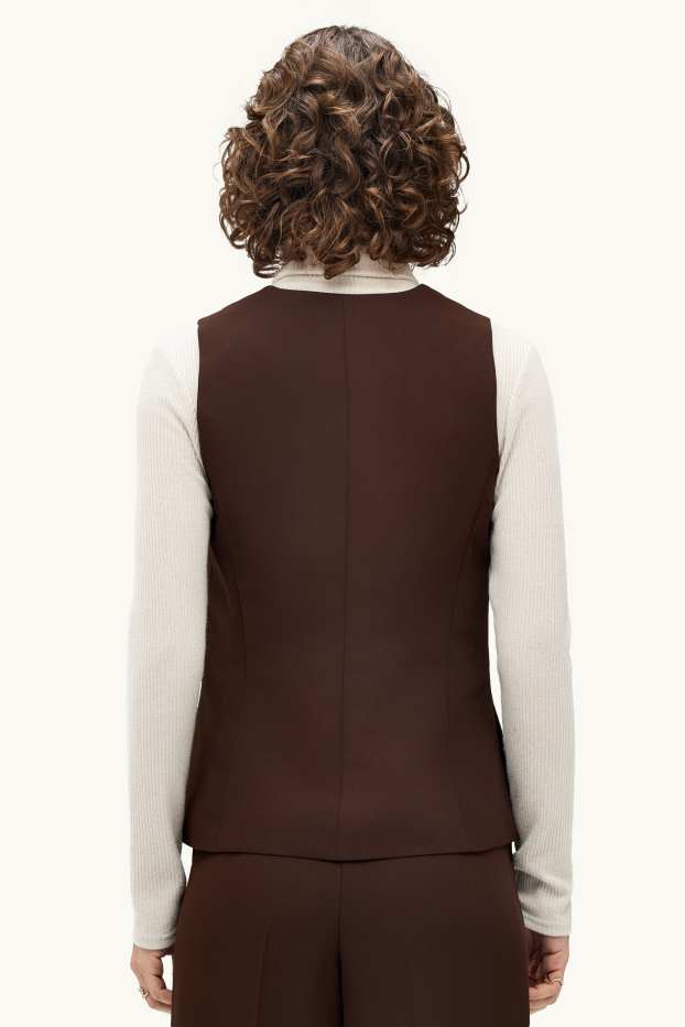 Femmes - Gilet sans manches de bureau - regular fit - marron foncé