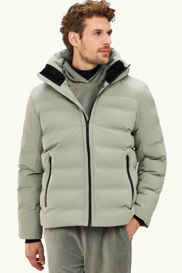 Herren - Funktions-Steppjacke mit Kapuze - gefüttert - hellgrün