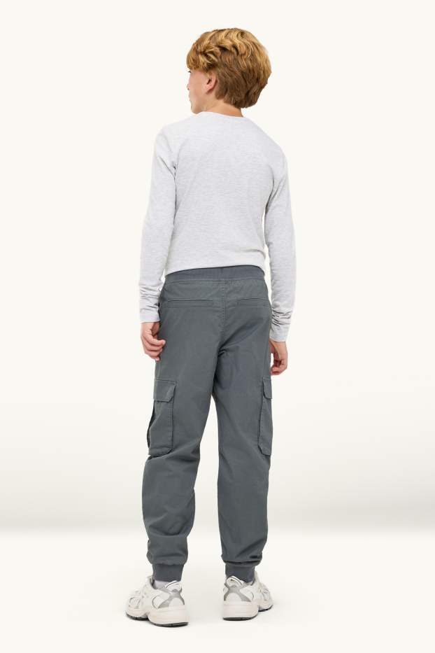 Enfants garçons - Pantalon cargo chaud - gris foncé