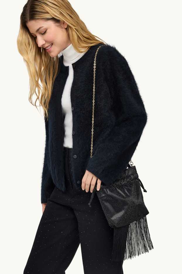 Femmes - Sac à bandoulière orné de strass - noir / or