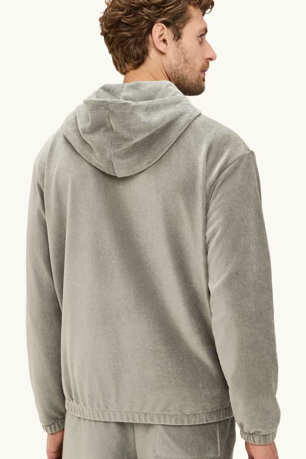 Heren - Hoodie - ribstof - groen