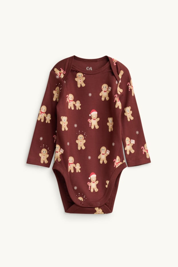 Baby Boys - Gingerbread man - Christmas baby bodysuit - dark red