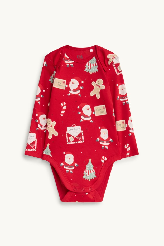 Unisexe - Sapins et bonshommes en pain d'épices - body de Noël bébé - rouge