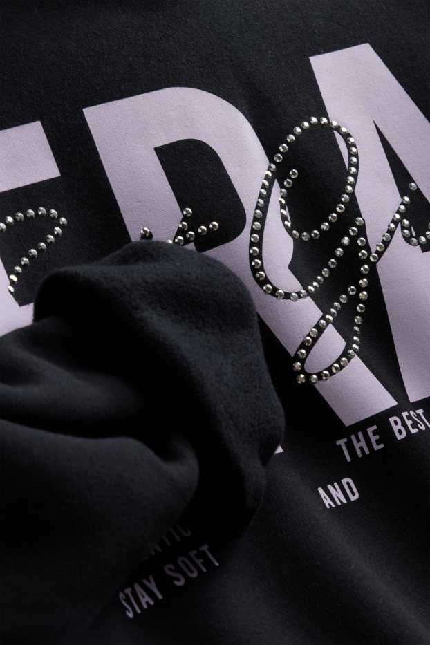 Kinder Mädchen - Hoodie mit Strasssteinen - schwarz