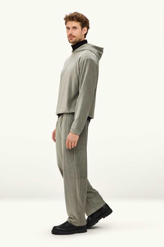 Herren - Jogginghose - Relaxed Fit - gerippt - khaki