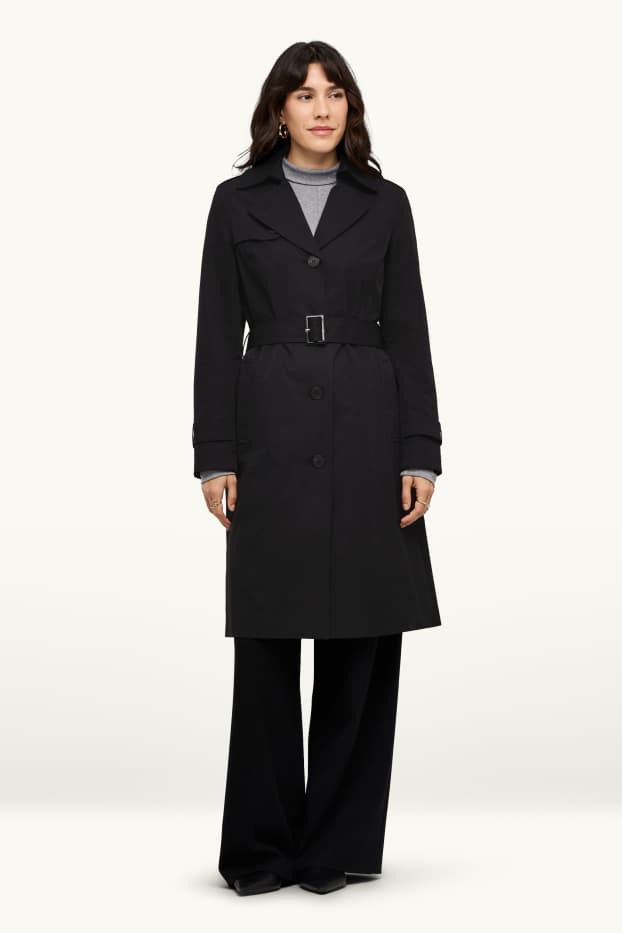 Women - Trench coat - water-repellent - black