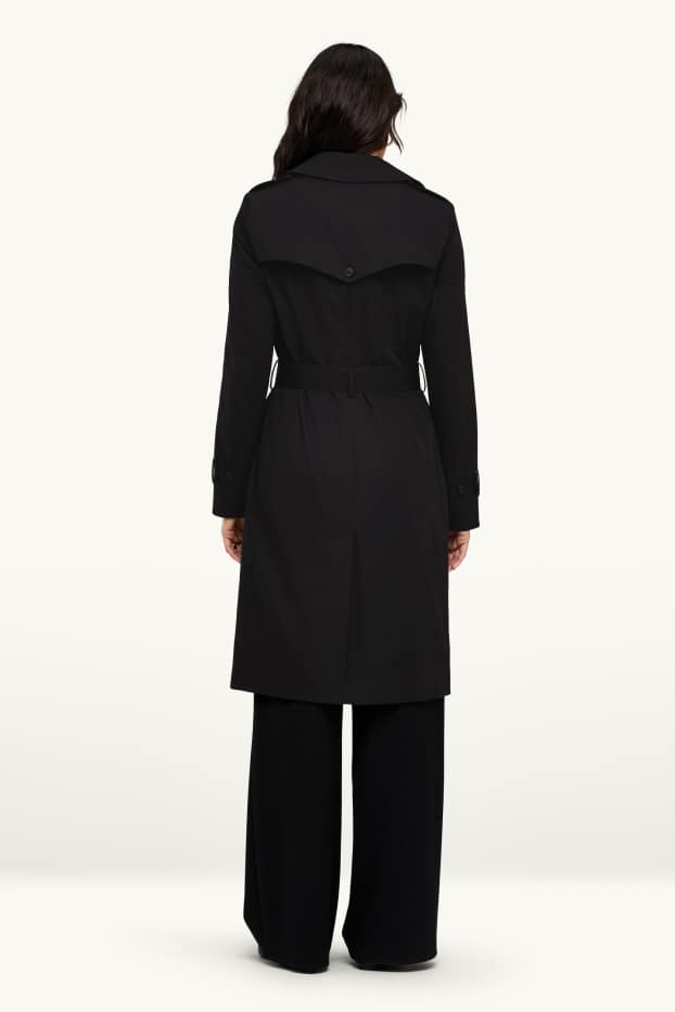 Women - Trench coat - water-repellent - black
