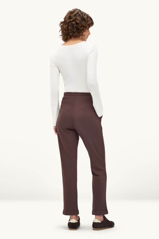 Damen - Stoffhose - Mid Waist - Tapered Fit - dunkelbraun