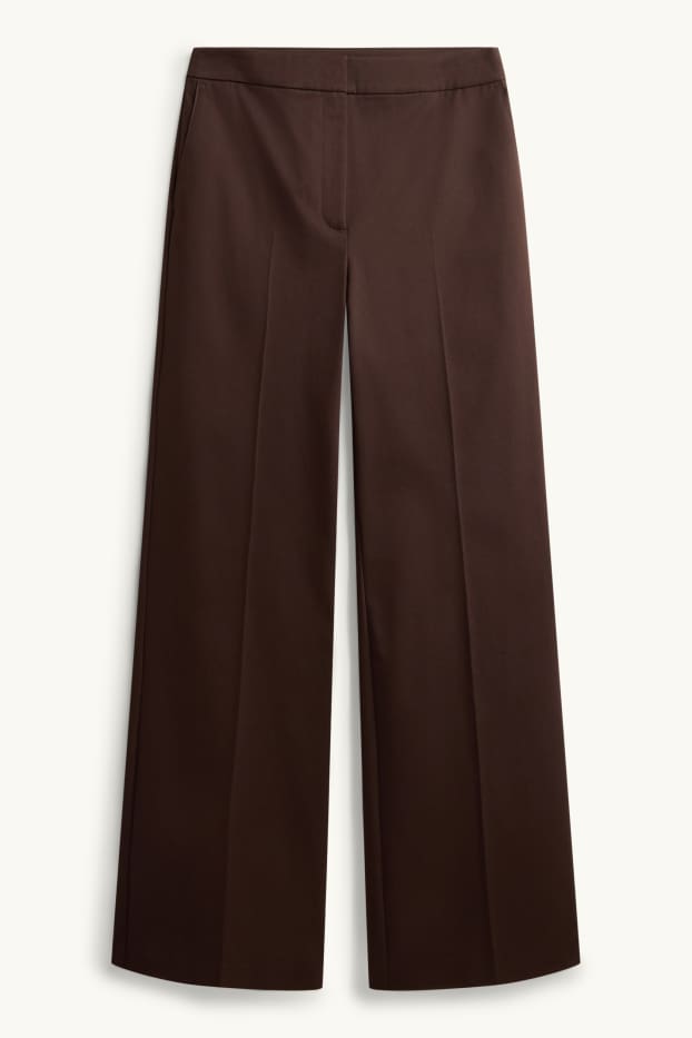 Damen - Stoffhose - Mid Waist - Wide Leg - dunkelbraun