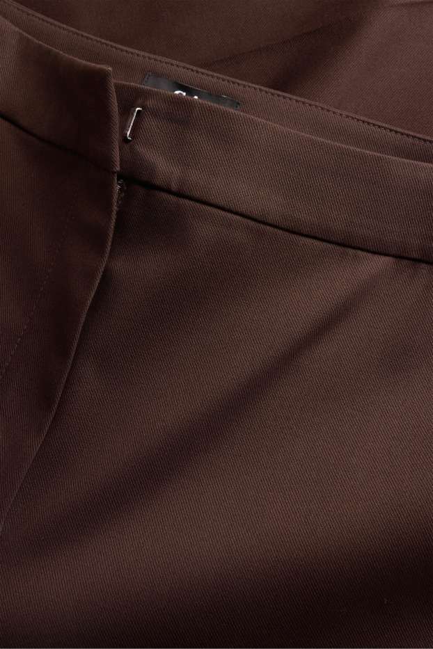 Damen - Stoffhose - Mid Waist - Wide Leg - dunkelbraun