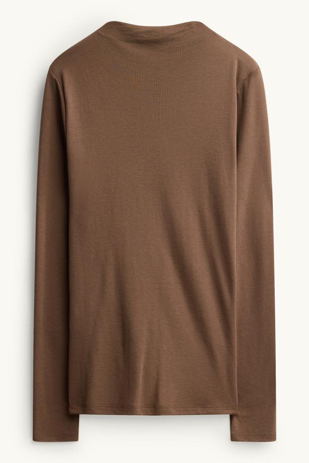 Dona - Samarreta de màniga llarga - slim fit - marró