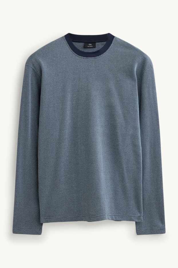 Bărbați - Tricou cu mânecă lungă - relaxed fit - structurat - albastru / albastru închis