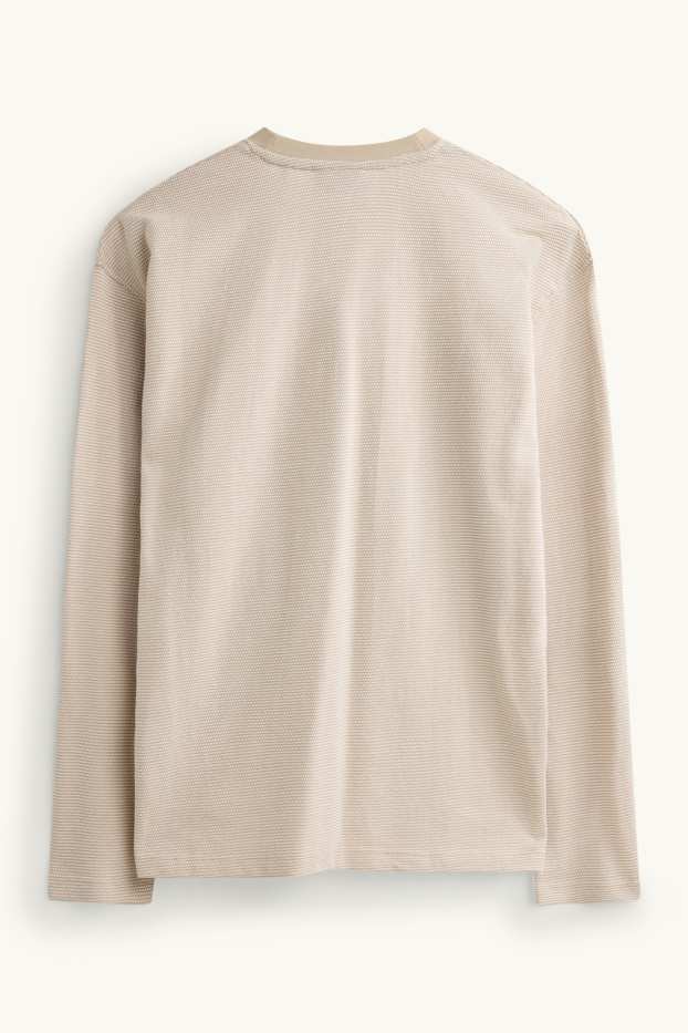 Bărbați - Tricou cu mânecă lungă - relaxed fit - structurat - nisip