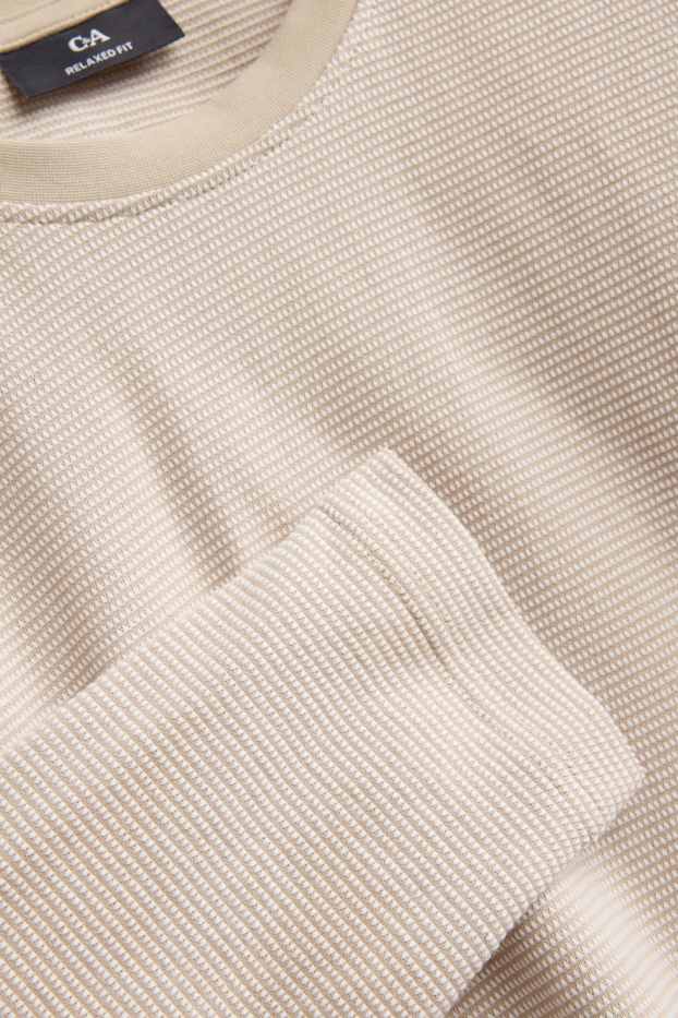 Bărbați - Tricou cu mânecă lungă - relaxed fit - structurat - nisip