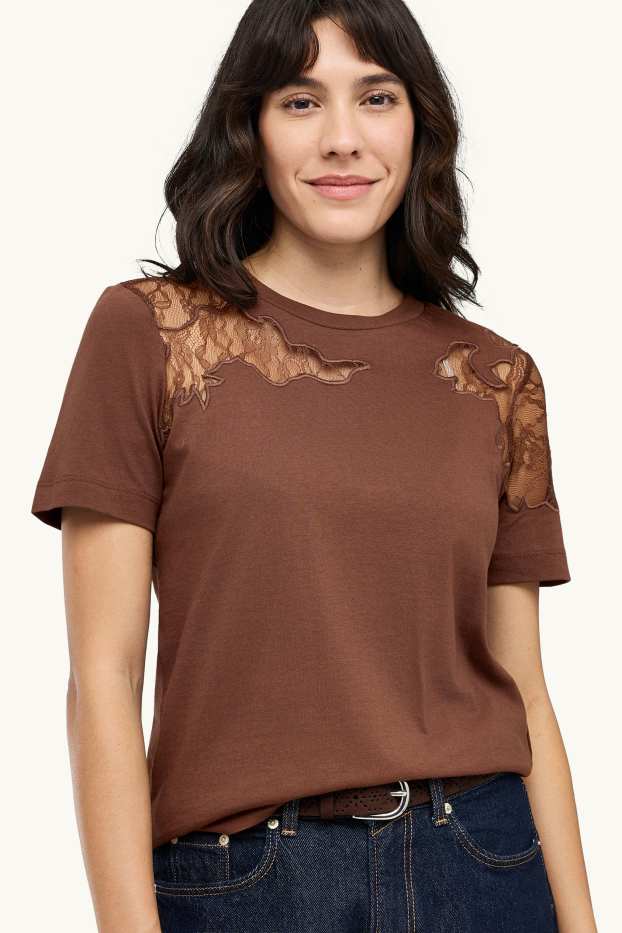 Damen - T-Shirt - Regular Fit - braun
