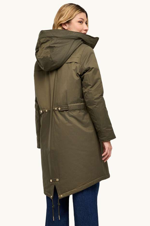 Femmes - Parka à capuche - rembourrée - vert foncé