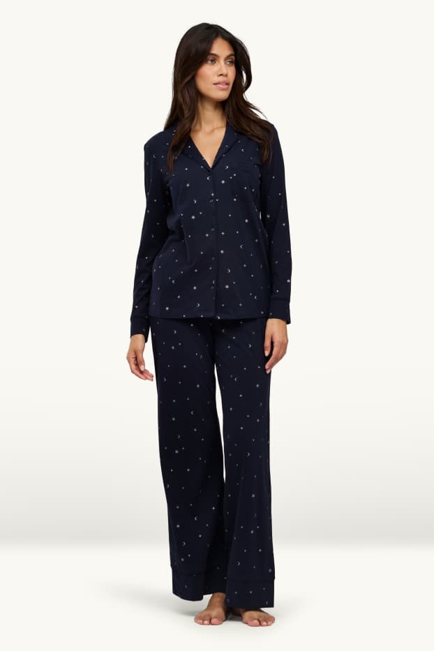 Women - Pyjamas - patterned - dark blue