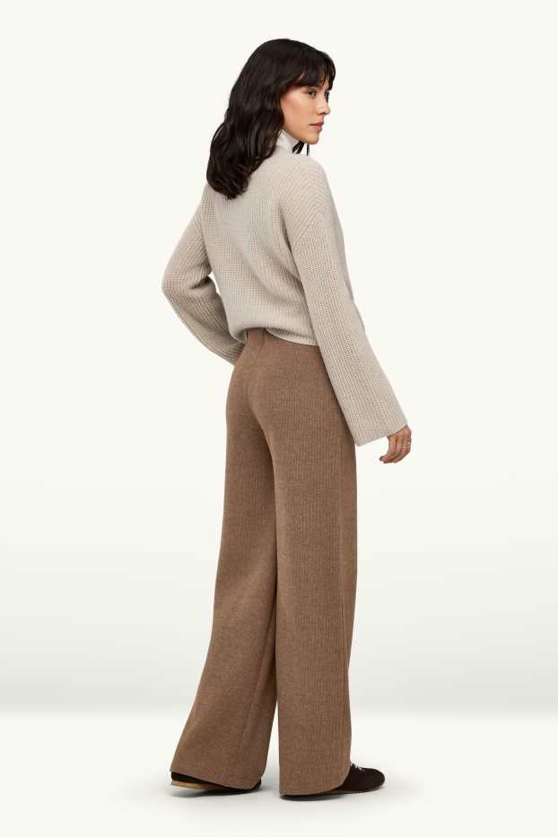 Dona - Pantalons de xandall de punt - de canalé - marró