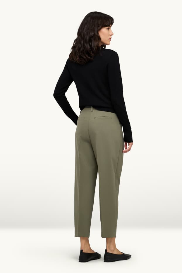 Donna - Pantaloni con cintura - vita alta - tapered fit - verde