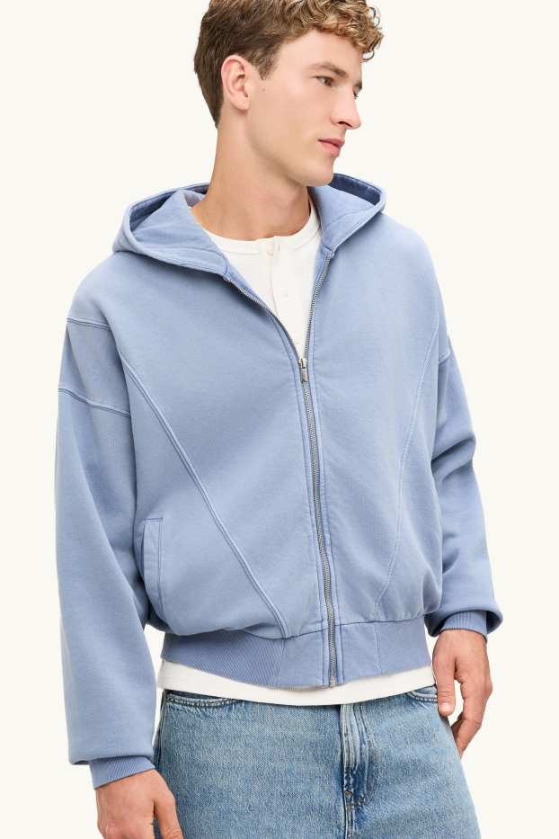 Herren - Sweatjacke mit Kapuze - hellblau