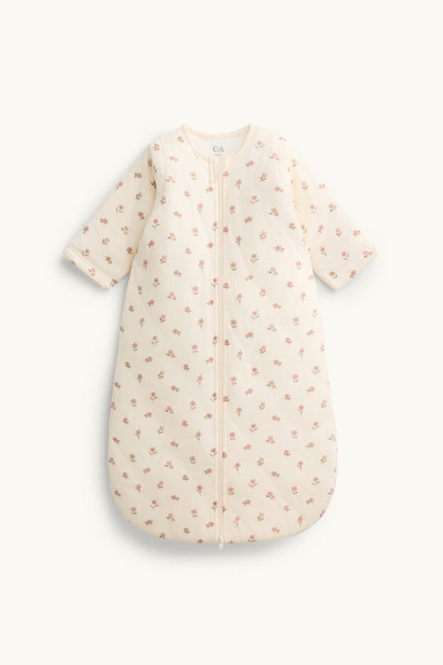 Neonate - Fiorellini - sacco nanna per neonate - 6-18 mesi - 3,0 TOG - bianco crema
