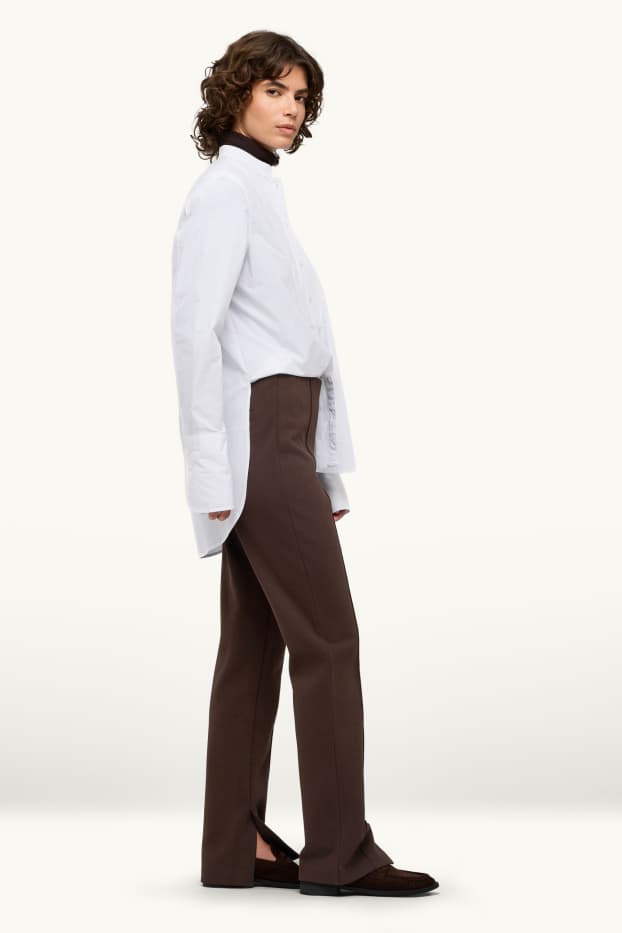 Dona - Pantalons de tela - high waist - skinny fit - marró
