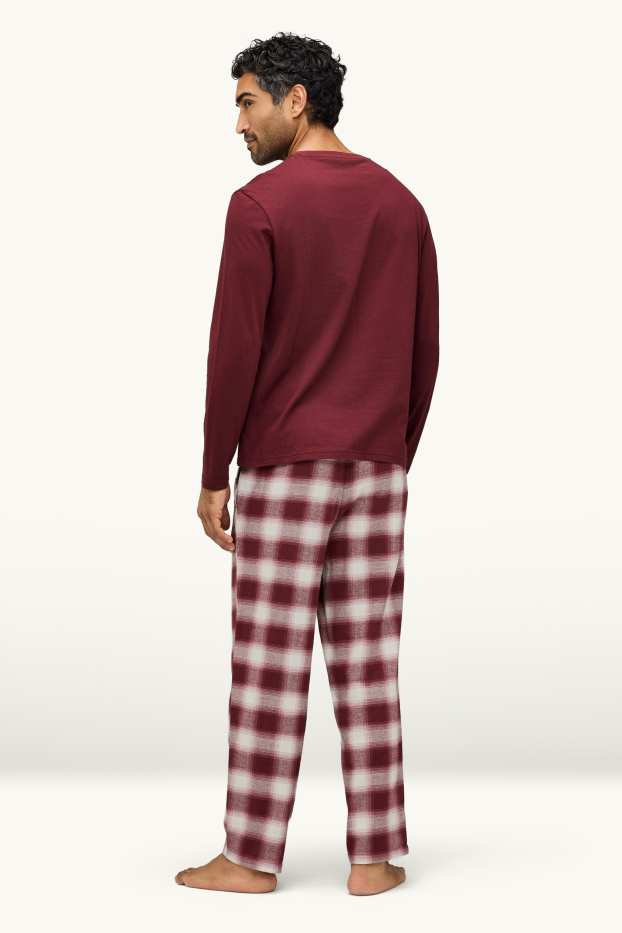 Herren - Pyjama - bordeaux / weiss
