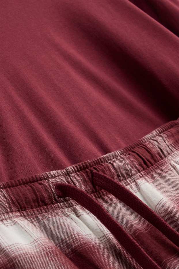 Herren - Pyjama - bordeaux / weiss
