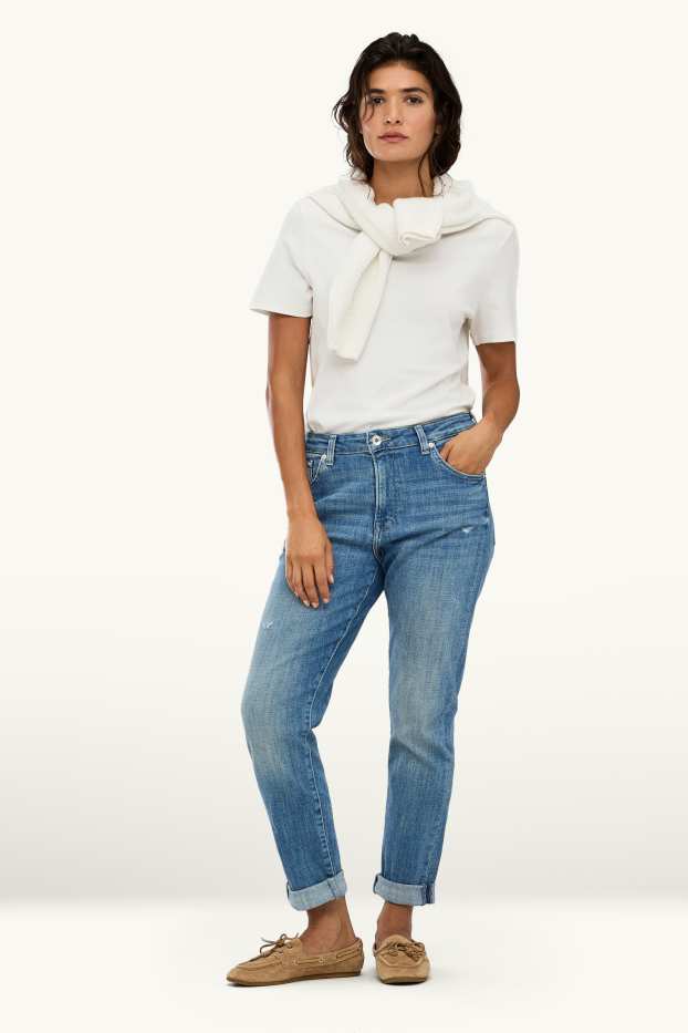 Dámské - Boyfriend jeans - mid waist - džíny - modré