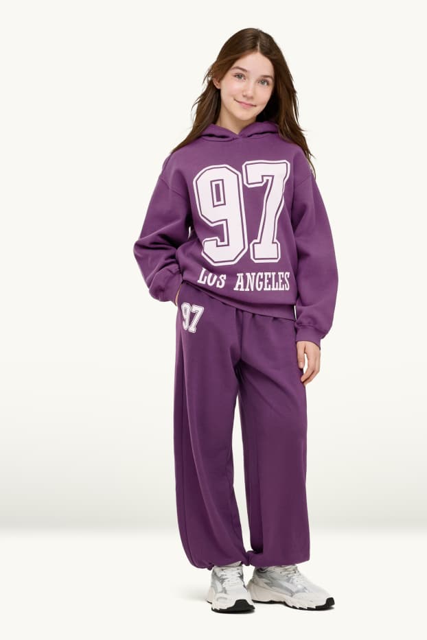 Children Girls - Los Angeles - set - hoodie and joggers - 2 piece - purple