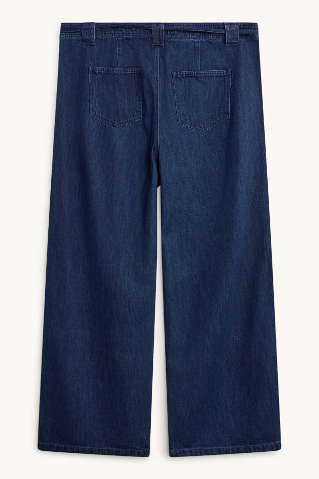 Dames - Wide leg jeans - high waist - jeansdonkerblauw