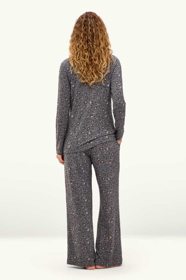 Women - Pyjamas - leopard print - gray / beige