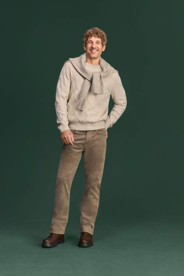 Men - Corduroy trousers - straight fit - brown