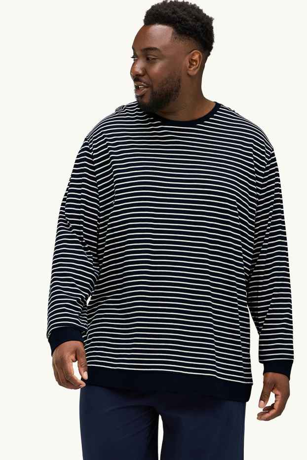 Herren - Pyjama - dunkelblau / weiss