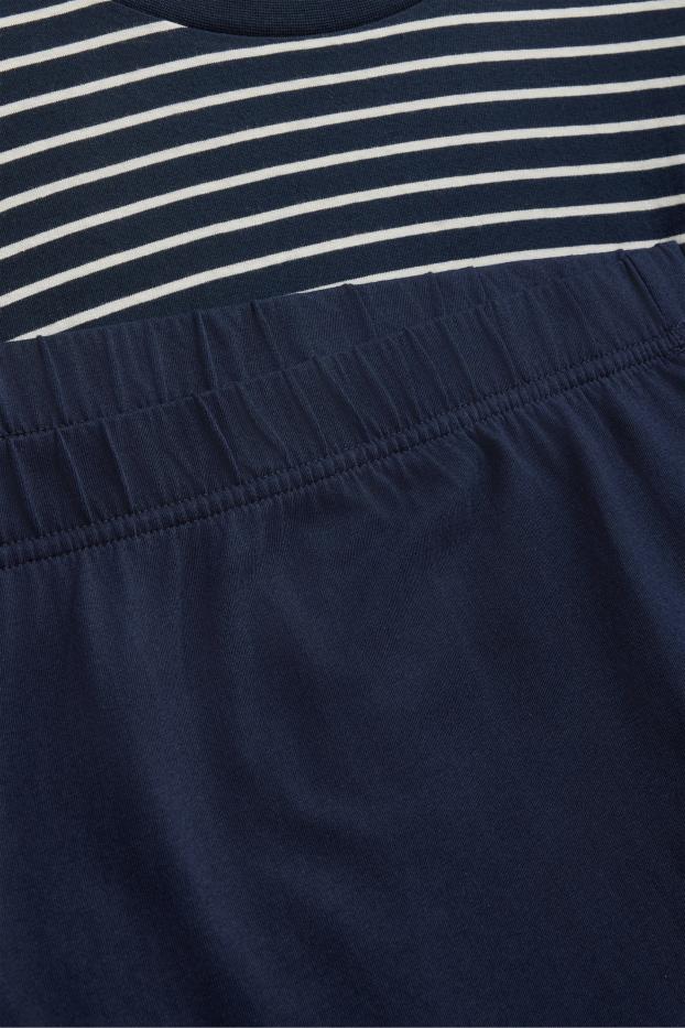Herren - Pyjama - dunkelblau / weiss