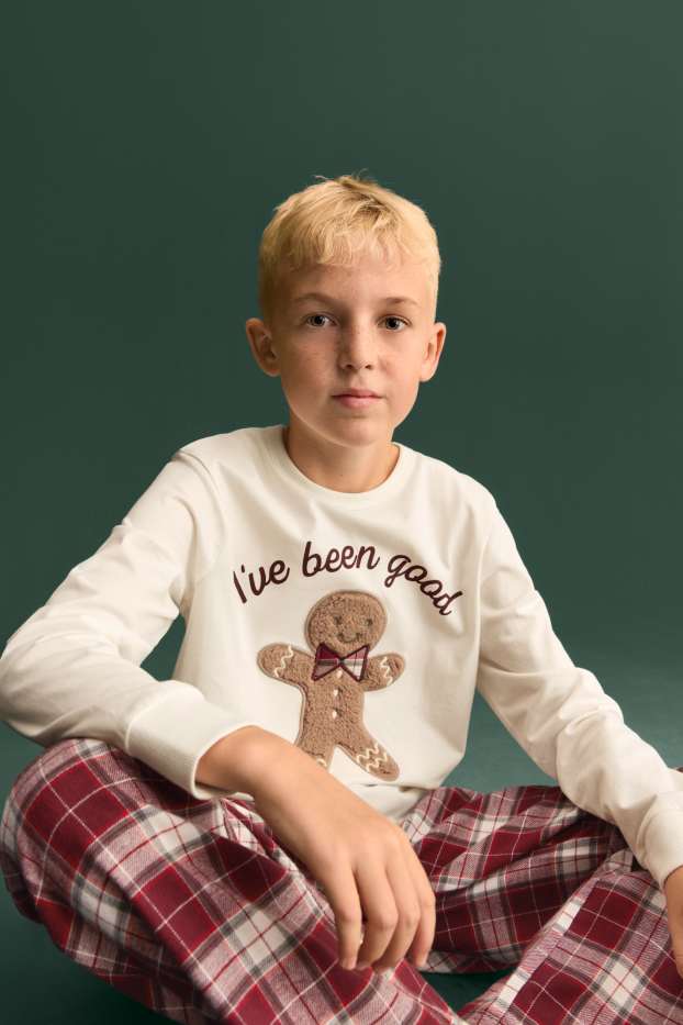 Enfants garçons - Mini Me - pain d'épice - pyjama de Noël enfant - 2 pièces - blanc crème