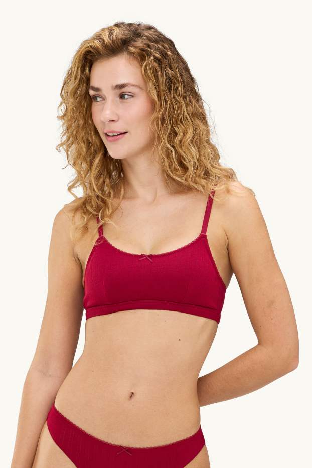 Femmes - Brassière en pointelle - ampliforme - rouge foncé