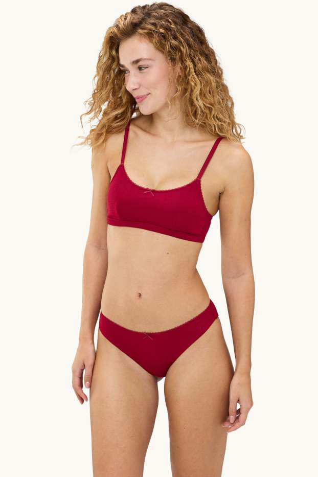 Femmes - Brassière en pointelle - ampliforme - rouge foncé