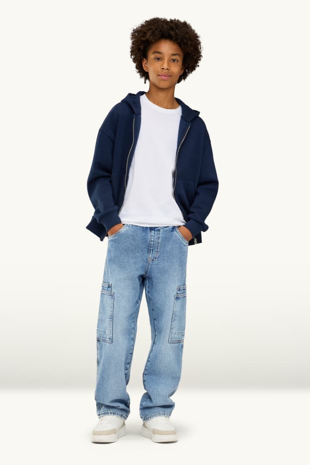 Children Boys - Cargo jeans - thermal jeans - denim-light blue