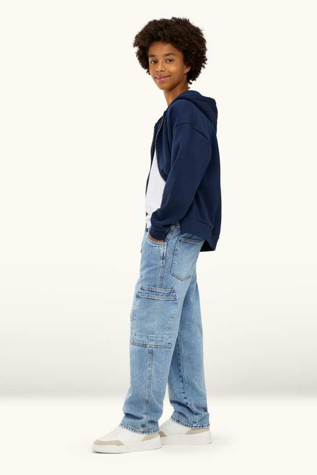 Children Boys - Cargo jeans - thermal jeans - denim-light blue