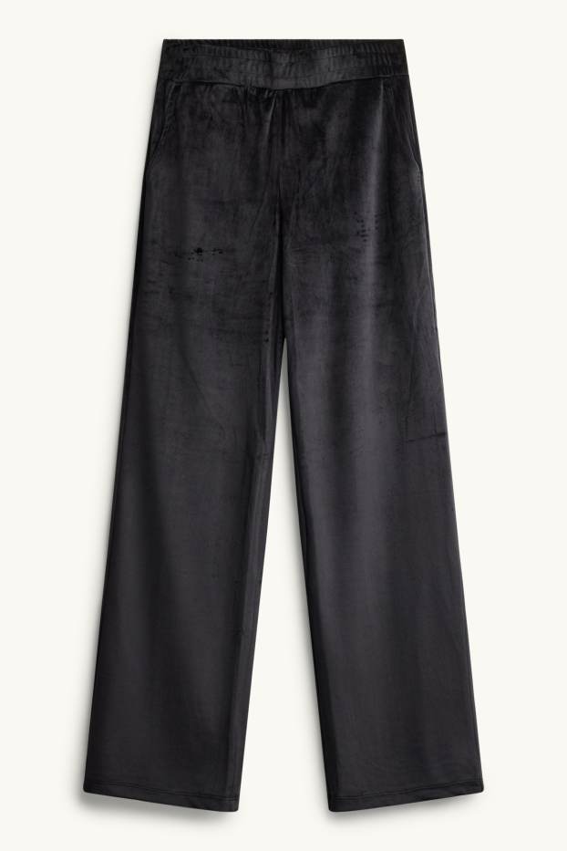 Dona - Pantalons de xandall de vellut - gris fosc