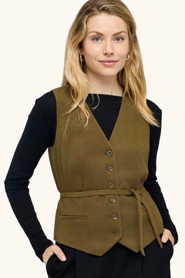 Damen - Business-Weste - Slim Fit - khaki