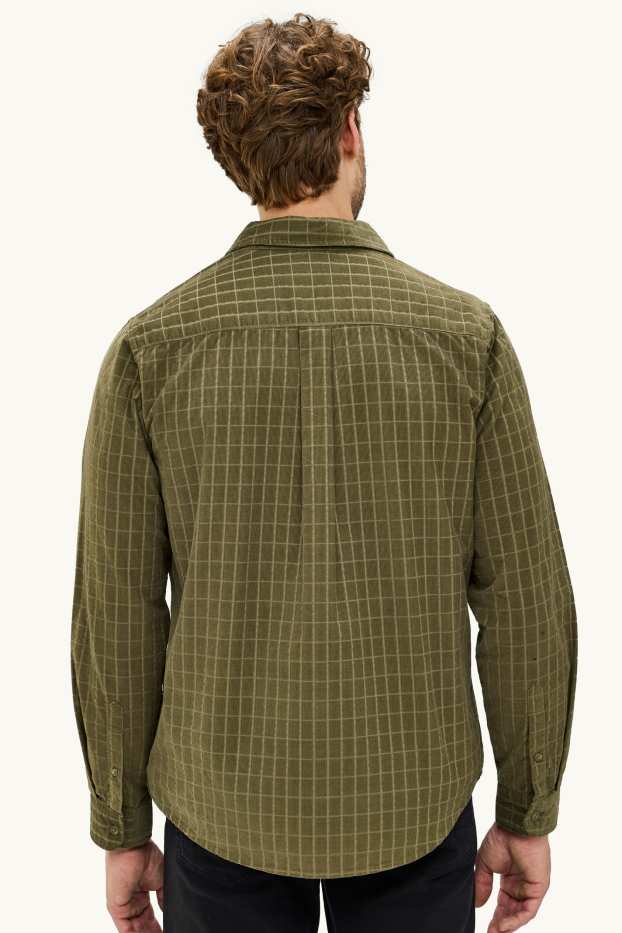 Herren - Cord-Hemd - Regular Fit - Kent - kariert - grün